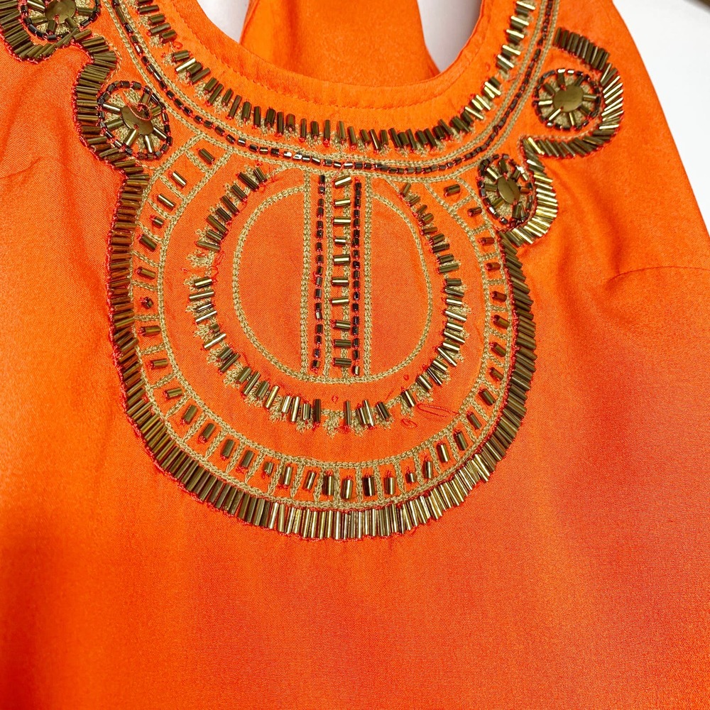 SALE | BANANA REPUBLIC | Orange Beaded Halter Tank -PXXS - Picture 4 of 5